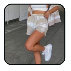 12th Tribe In the Clouds Taupe Tie Dye Drawstring Soft Shorts with Pockets